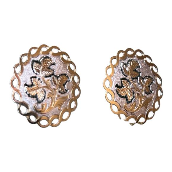 Vintage Montana Silversmiths Oval Post Earrings Plant Leaves Preloved Western - Picture 1 of 9
